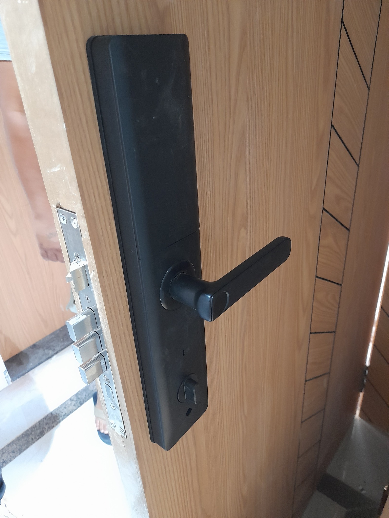Interior side of smart door lock